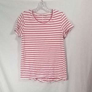 Duluth Trading Co. Red/White Striped Short Sleeve Tee- Size M